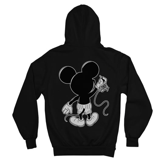 Inking Mouse - Backprint Hoodie Hoodie  S Schwarz  Tattoo Fashion von inked-mafia.de. Dieses Teil gehört in jeden Kleiderschrank eines inked-rebels! Finde ideale Geschenke für Tätowierte, Tattoofans oder Tätowierer.