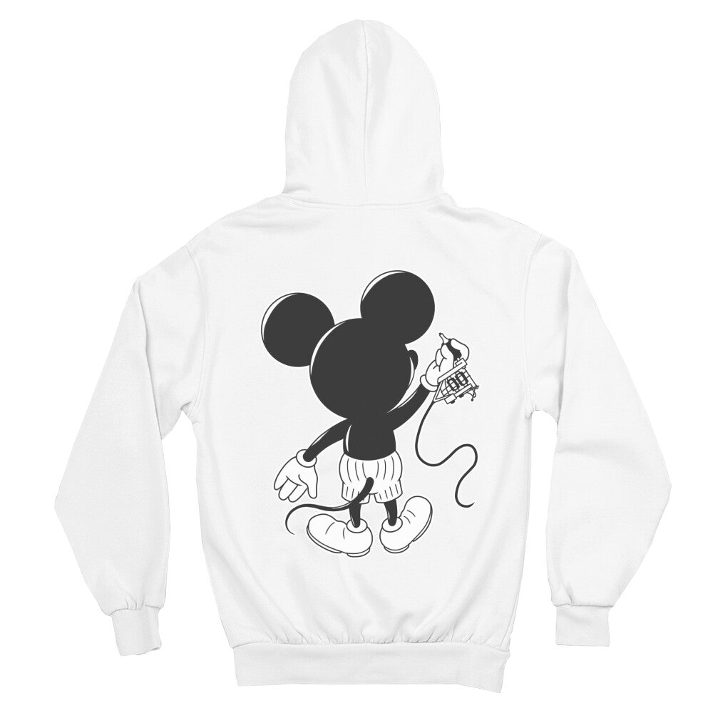 Inking Mouse - Backprint Hoodie Hoodie  S Weiß  Tattoo Fashion von inked-mafia.de. Dieses Teil gehört in jeden Kleiderschrank eines inked-rebels! Finde ideale Geschenke für Tätowierte, Tattoofans oder Tätowierer.