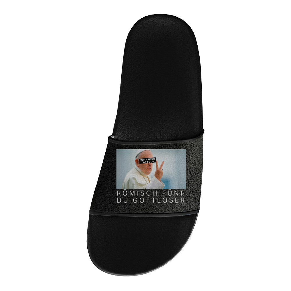 Gottlos - Badelatschen Slippers     Tattoo Fashion von inked-mafia.de. Dieses Teil gehört in jeden Kleiderschrank eines inked-rebels! Finde ideale Geschenke für Tätowierte, Tattoofans oder Tätowierer.