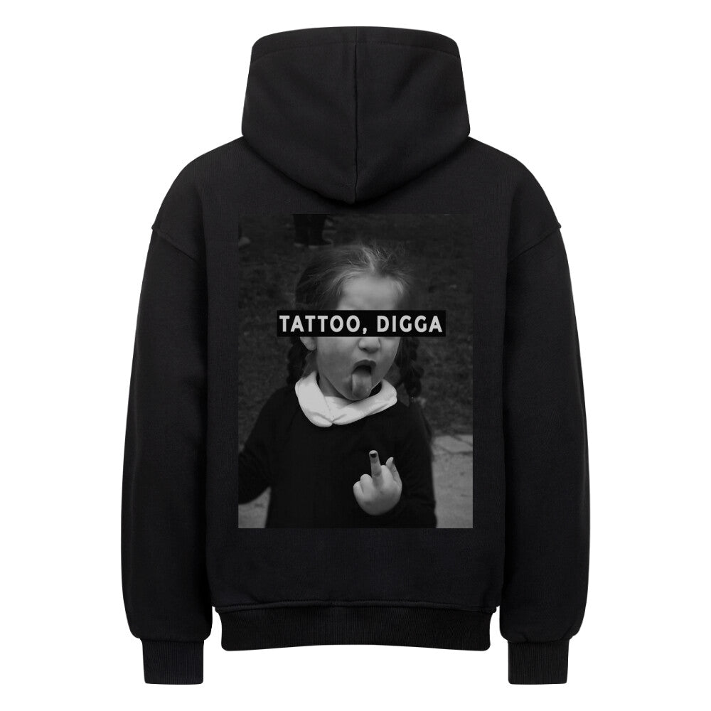 Tattoo, Digga - Heavy Oversized Backprint Hoodie Hoodie  XS Schwarz  Tattoo Fashion von inked-mafia.de. Dieses Teil gehört in jeden Kleiderschrank eines inked-rebels! Finde ideale Geschenke für Tätowierte, Tattoofans oder Tätowierer.