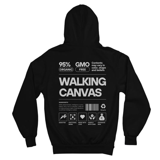 Walking Canvas - Backprint Hoodie Hoodie  S Schwarz  Tattoo Fashion von inked-mafia.de. Dieses Teil gehört in jeden Kleiderschrank eines inked-rebels! Finde ideale Geschenke für Tätowierte, Tattoofans oder Tätowierer.