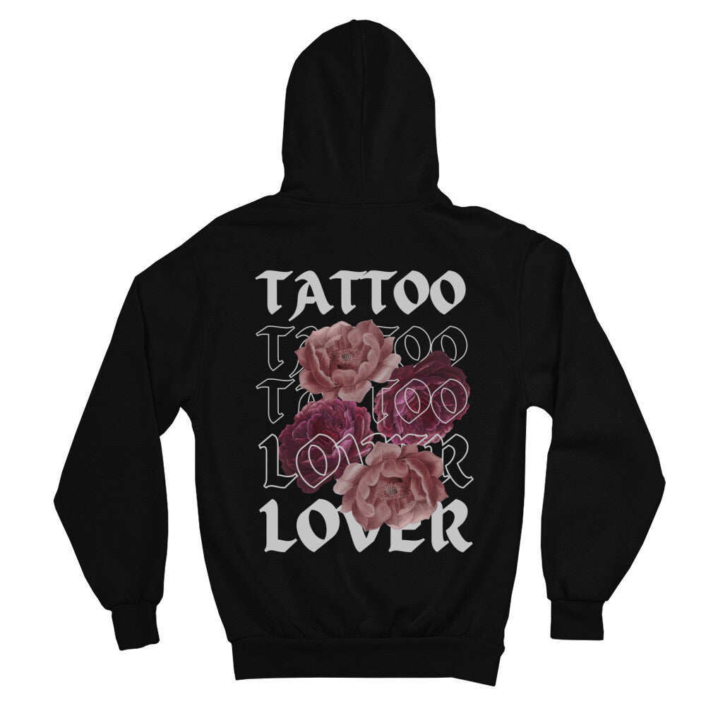 Tattoolover - Backprint Hoodie Hoodie  S Schwarz  Tattoo Fashion von inked-mafia.de. Dieses Teil gehört in jeden Kleiderschrank eines inked-rebels! Finde ideale Geschenke für Tätowierte, Tattoofans oder Tätowierer.