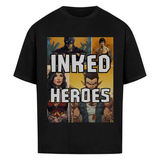 Inked Heroes - Heavy Oversized Shirt T-Shirt  XS Schwarz  Tattoo Fashion von inked-mafia.de. Dieses Teil gehört in jeden Kleiderschrank eines inked-rebels! Finde ideale Geschenke für Tätowierte, Tattoofans oder Tätowierer.