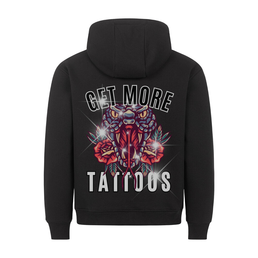 More Tattoos - Backprint Hoodie Hoodie  S Schwarz  Tattoo Fashion von inked-mafia.de. Dieses Teil gehört in jeden Kleiderschrank eines inked-rebels! Finde ideale Geschenke für Tätowierte, Tattoofans oder Tätowierer.