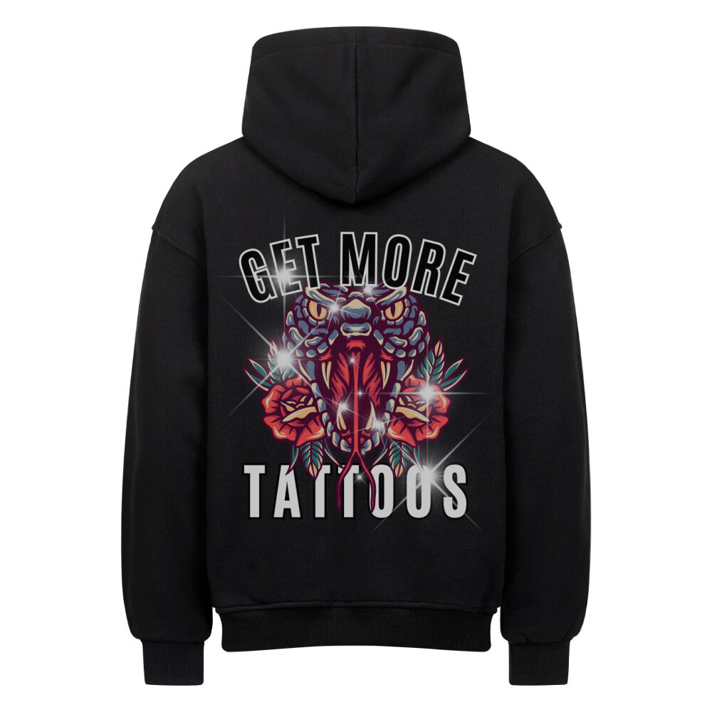 More Tattoos - Heavy Oversized Backprint Hoodie Hoodie  XS Schwarz  Tattoo Fashion von inked-mafia.de. Dieses Teil gehört in jeden Kleiderschrank eines inked-rebels! Finde ideale Geschenke für Tätowierte, Tattoofans oder Tätowierer.