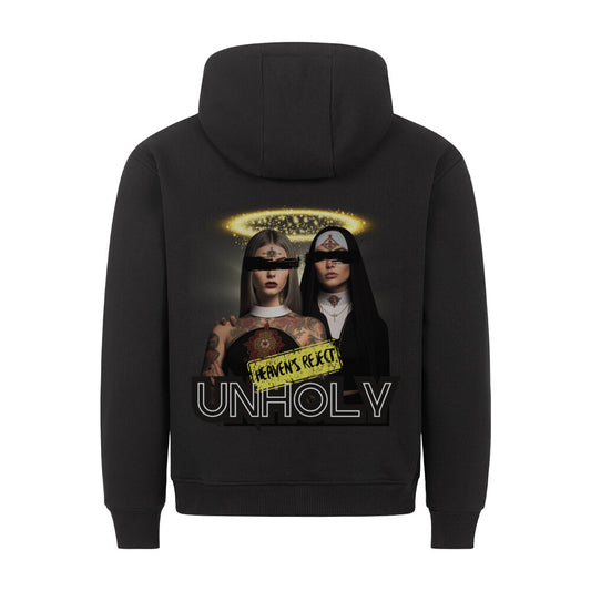 Unholy - Backprint Hoodie Hoodie  S Schwarz  Tattoo Fashion von inked-mafia.de. Dieses Teil gehört in jeden Kleiderschrank eines inked-rebels! Finde ideale Geschenke für Tätowierte, Tattoofans oder Tätowierer.