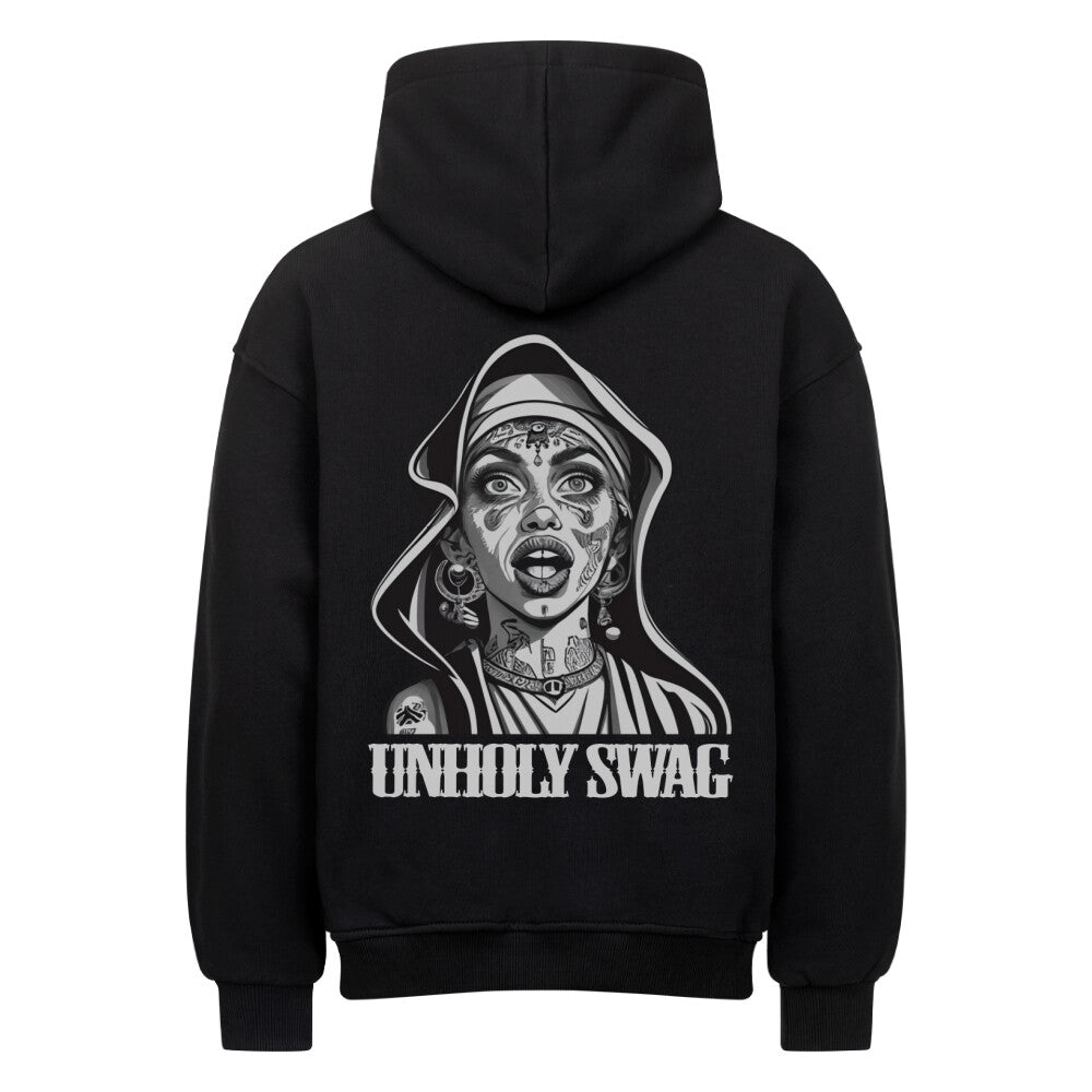 Unholy - Heavy Oversized Backprint Hoodie Hoodie  XS Schwarz  Tattoo Fashion von inked-mafia.de. Dieses Teil gehört in jeden Kleiderschrank eines inked-rebels! Finde ideale Geschenke für Tätowierte, Tattoofans oder Tätowierer.