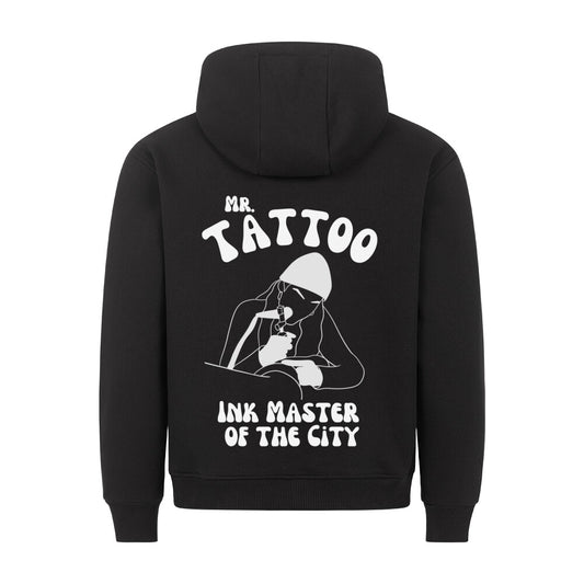 Mr. Tattoo  - Backprint Hoodie Hoodie  S Schwarz  Tattoo Fashion von inked-mafia.de. Dieses Teil gehört in jeden Kleiderschrank eines inked-rebels! Finde ideale Geschenke für Tätowierte, Tattoofans oder Tätowierer.