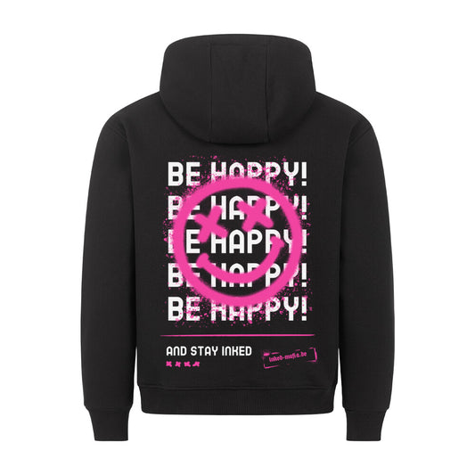 Happy  - Backprint Hoodie Hoodie  S Schwarz  Tattoo Fashion von inked-mafia.de. Dieses Teil gehört in jeden Kleiderschrank eines inked-rebels! Finde ideale Geschenke für Tätowierte, Tattoofans oder Tätowierer.