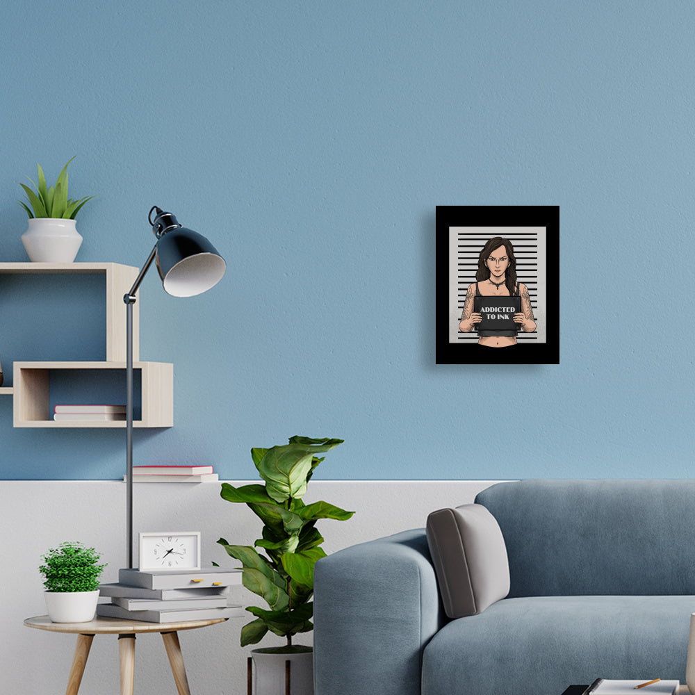 Addicted to ink - Poster Poster  30cm x 40cm   Tattoo Fashion von inked-mafia.de. Dieses Teil gehört in jeden Kleiderschrank eines inked-rebels! Finde ideale Geschenke für Tätowierte, Tattoofans oder Tätowierer.