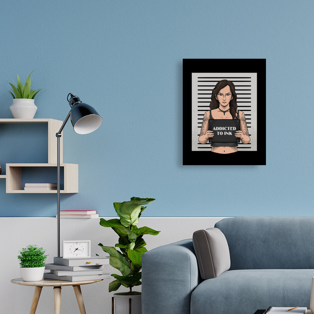 Addicted to ink - Poster Poster  45cm x 60cm   Tattoo Fashion von inked-mafia.de. Dieses Teil gehört in jeden Kleiderschrank eines inked-rebels! Finde ideale Geschenke für Tätowierte, Tattoofans oder Tätowierer.