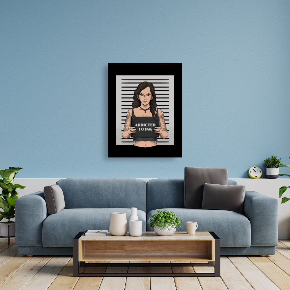 Addicted to ink - Poster Poster  60cm x 80cm   Tattoo Fashion von inked-mafia.de. Dieses Teil gehört in jeden Kleiderschrank eines inked-rebels! Finde ideale Geschenke für Tätowierte, Tattoofans oder Tätowierer.