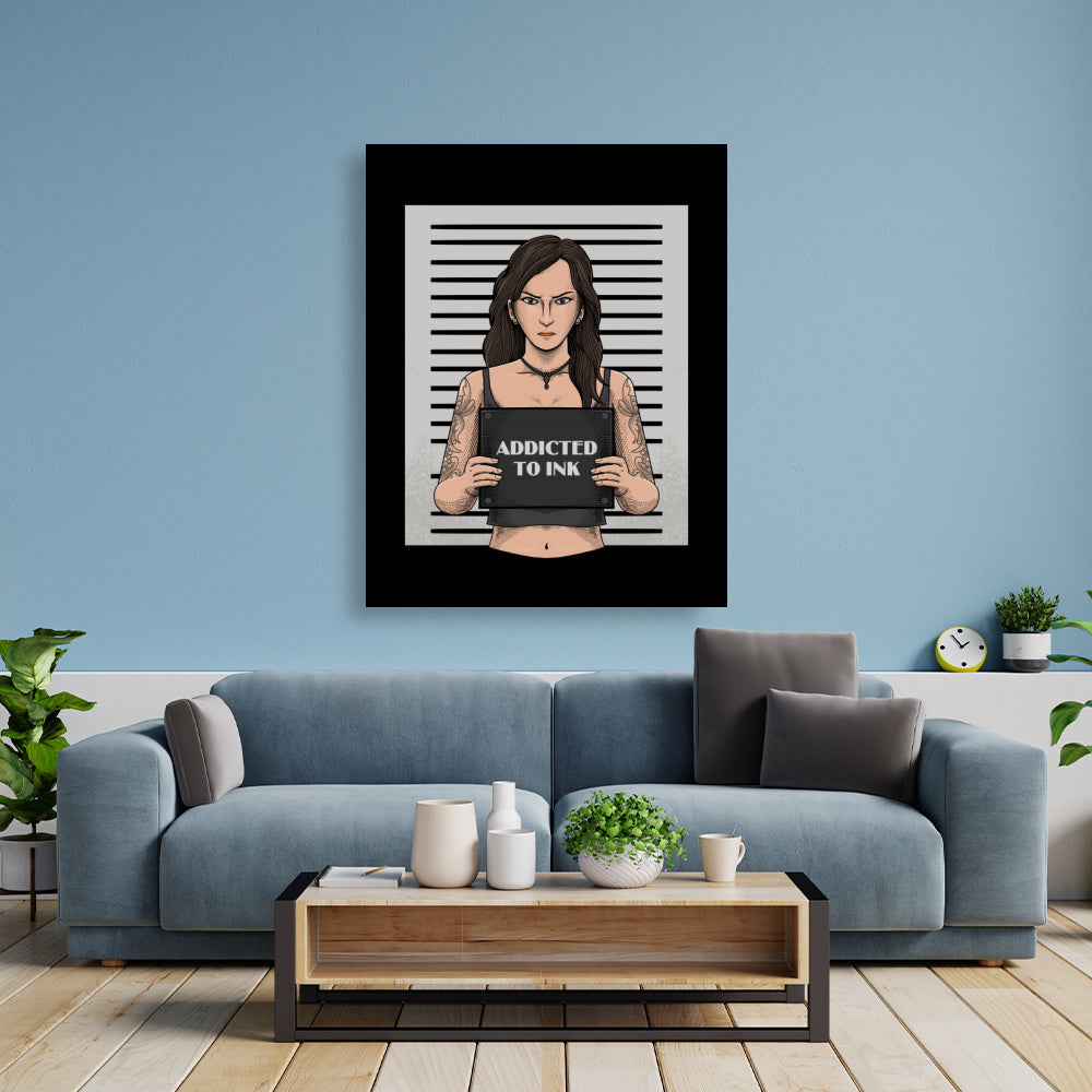Addicted to ink - Poster Poster  90cm x 120cm   Tattoo Fashion von inked-mafia.de. Dieses Teil gehört in jeden Kleiderschrank eines inked-rebels! Finde ideale Geschenke für Tätowierte, Tattoofans oder Tätowierer.