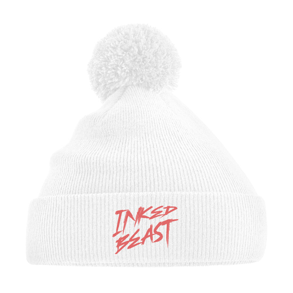 Inked Beast - Bommelmütze Beanie  One Size Weiß  Tattoo Fashion von inked-mafia.de. Dieses Teil gehört in jeden Kleiderschrank eines inked-rebels! Finde ideale Geschenke für Tätowierte, Tattoofans oder Tätowierer.