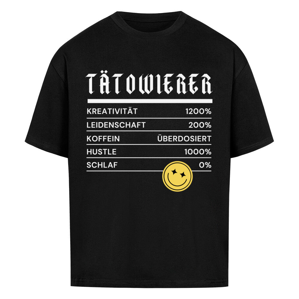 Nutrition Facts - Heavy Oversized Shirt T-Shirt  XS Schwarz  Tattoo Fashion von inked-mafia.de. Dieses Teil gehört in jeden Kleiderschrank eines inked-rebels! Finde ideale Geschenke für Tätowierte, Tattoofans oder Tätowierer.