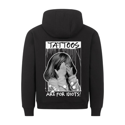 Idiots - Backprint Hoodie Hoodie  S Schwarz  Tattoo Fashion von inked-mafia.de. Dieses Teil gehört in jeden Kleiderschrank eines inked-rebels! Finde ideale Geschenke für Tätowierte, Tattoofans oder Tätowierer.