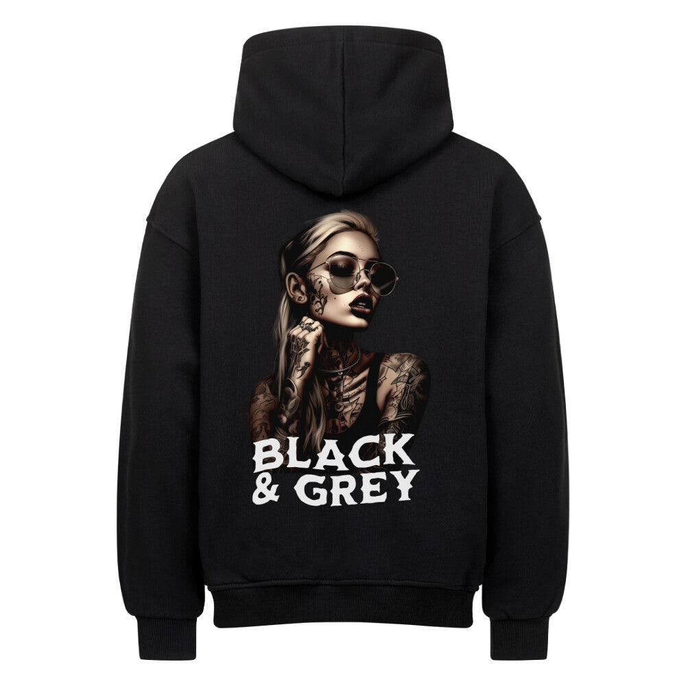 Black and Grey - Heavy Oversized Backprint Hoodie Hoodie  XS Schwarz  Tattoo Fashion von inked-mafia.de. Dieses Teil gehört in jeden Kleiderschrank eines inked-rebels! Finde ideale Geschenke für Tätowierte, Tattoofans oder Tätowierer.