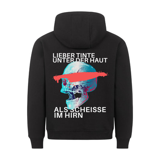 Tinte unter der Haut - Backprint Hoodie Hoodie  S Schwarz  Tattoo Fashion von inked-mafia.de. Dieses Teil gehört in jeden Kleiderschrank eines inked-rebels! Finde ideale Geschenke für Tätowierte, Tattoofans oder Tätowierer.