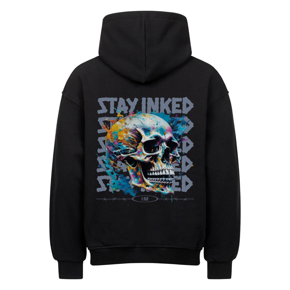 Stay inked - Heavy Oversized Backprint Hoodie Hoodie  XS Schwarz  Tattoo Fashion von inked-mafia.de. Dieses Teil gehört in jeden Kleiderschrank eines inked-rebels! Finde ideale Geschenke für Tätowierte, Tattoofans oder Tätowierer.