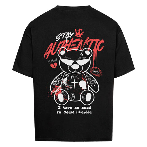 Stay Autentic - Heavy Oversized Backprint Shirt T-Shirt  XS Schwarz  Tattoo Fashion von inked-mafia.de. Dieses Teil gehört in jeden Kleiderschrank eines inked-rebels! Finde ideale Geschenke für Tätowierte, Tattoofans oder Tätowierer.