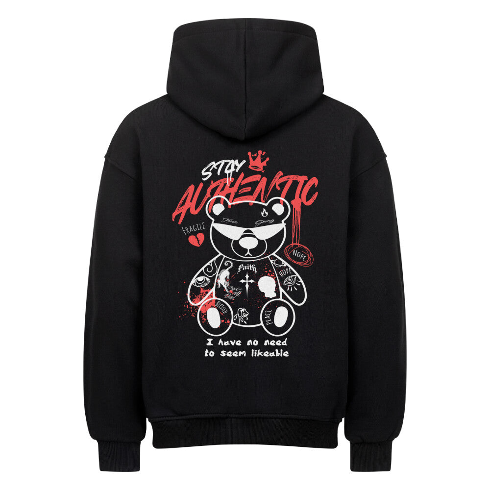 Stay Autentic - Heavy Oversized Backprint Hoodie Hoodie  XS Schwarz  Tattoo Fashion von inked-mafia.de. Dieses Teil gehört in jeden Kleiderschrank eines inked-rebels! Finde ideale Geschenke für Tätowierte, Tattoofans oder Tätowierer.