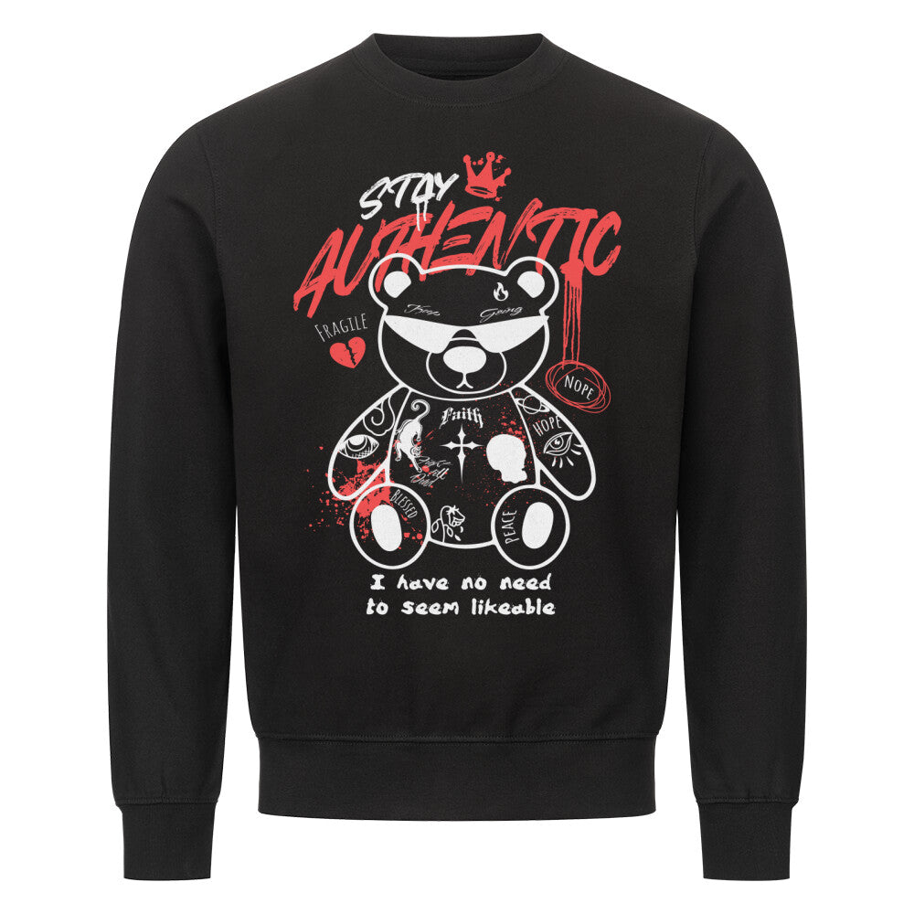 Stay Autentic - Sweatshirt Sweatshirt  S Schwarz  Tattoo Fashion von inked-mafia.de. Dieses Teil gehört in jeden Kleiderschrank eines inked-rebels! Finde ideale Geschenke für Tätowierte, Tattoofans oder Tätowierer.