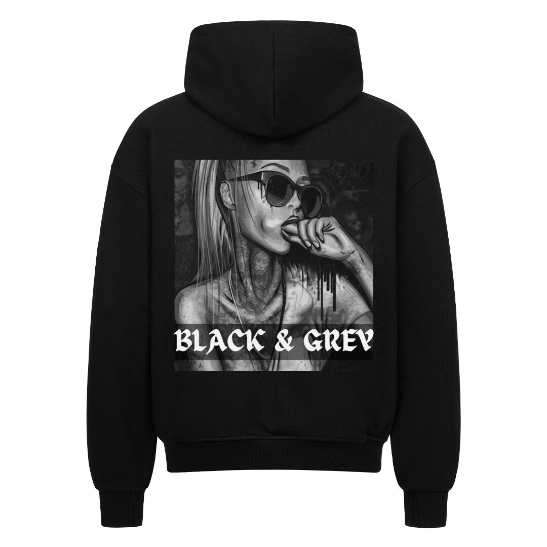 Black & Grey - Heavy Oversized Backprint Zipper Hoodie  S Schwarz  Tattoo Fashion von inked-mafia.de. Dieses Teil gehört in jeden Kleiderschrank eines inked-rebels! Finde ideale Geschenke für Tätowierte, Tattoofans oder Tätowierer.