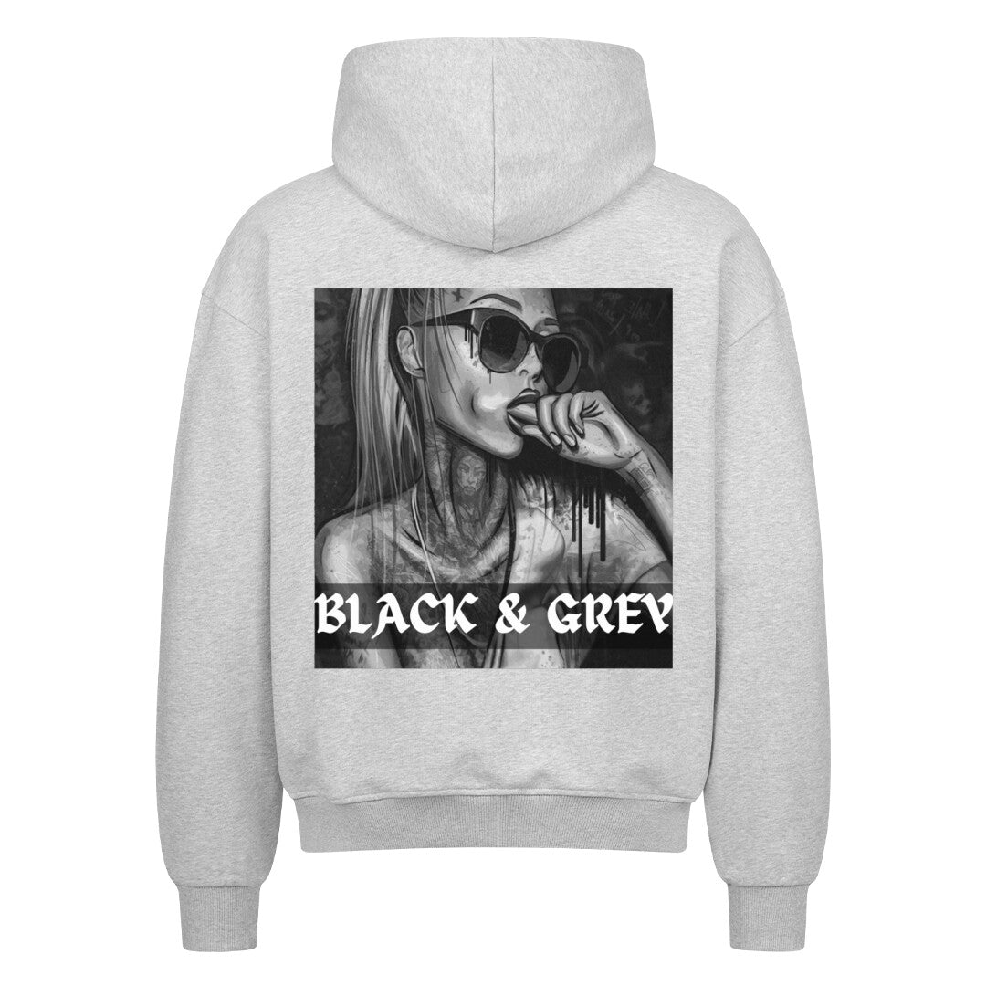Black & Grey - Heavy Oversized Backprint Zipper Hoodie S Grau Tattoo Fashion von inked-mafia.de. Dieses Teil gehört in jeden Kleiderschrank eines inked-rebels! Finde ideale Geschenke für Tätowierte, Tattoofans oder Tätowierer.