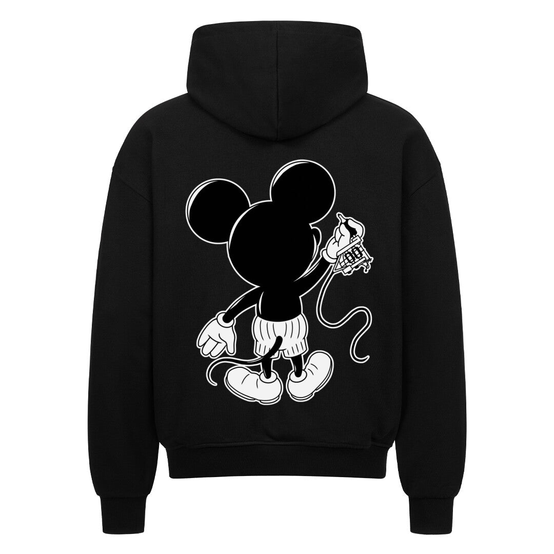 Inking Mouse - Heavy Oversized Backprint Zipper Hoodie  S Schwarz  Tattoo Fashion von inked-mafia.de. Dieses Teil gehört in jeden Kleiderschrank eines inked-rebels! Finde ideale Geschenke für Tätowierte, Tattoofans oder Tätowierer.