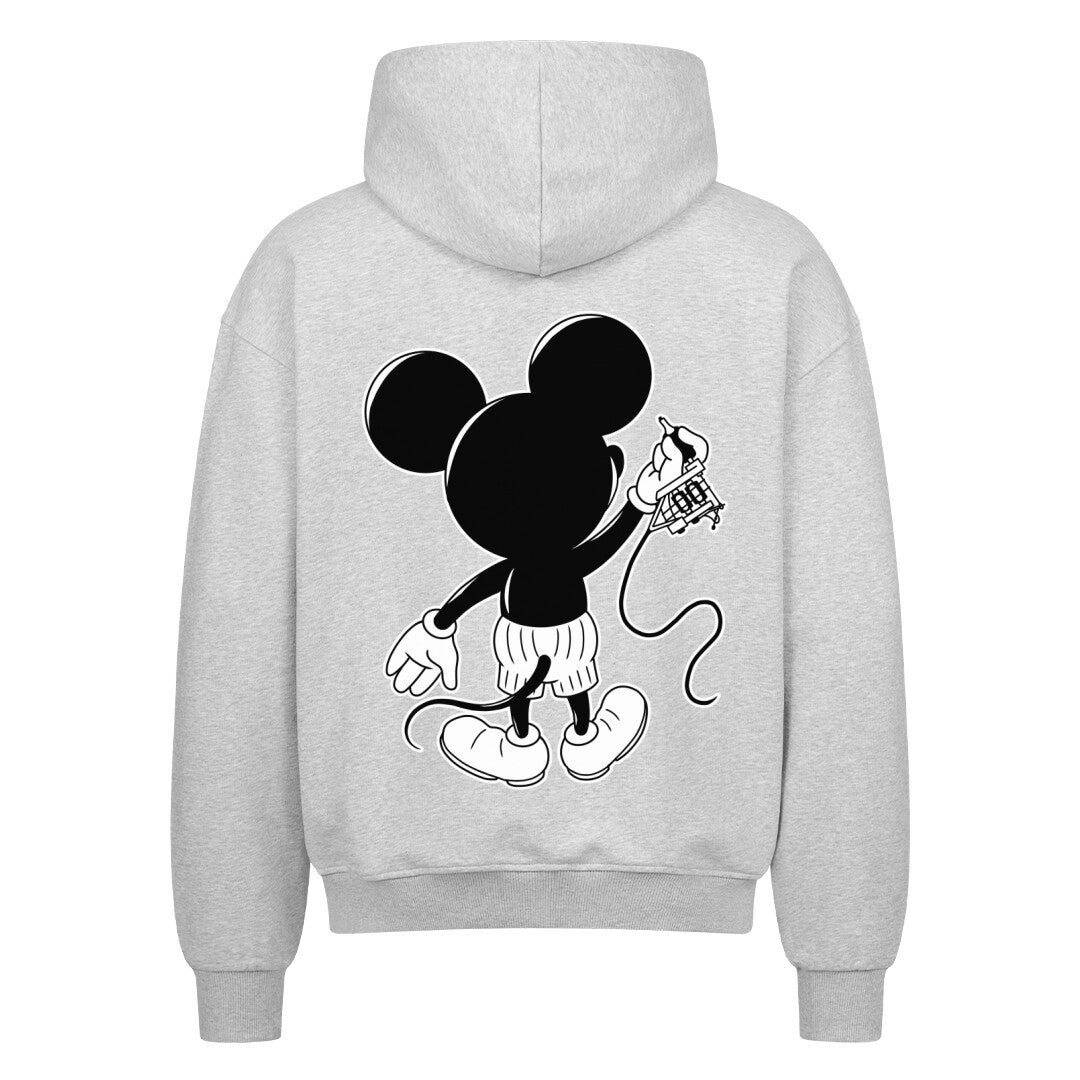 Inking Mouse - Heavy Oversized Backprint Zipper Hoodie S Grau Tattoo Fashion von inked-mafia.de. Dieses Teil gehört in jeden Kleiderschrank eines inked-rebels! Finde ideale Geschenke für Tätowierte, Tattoofans oder Tätowierer.