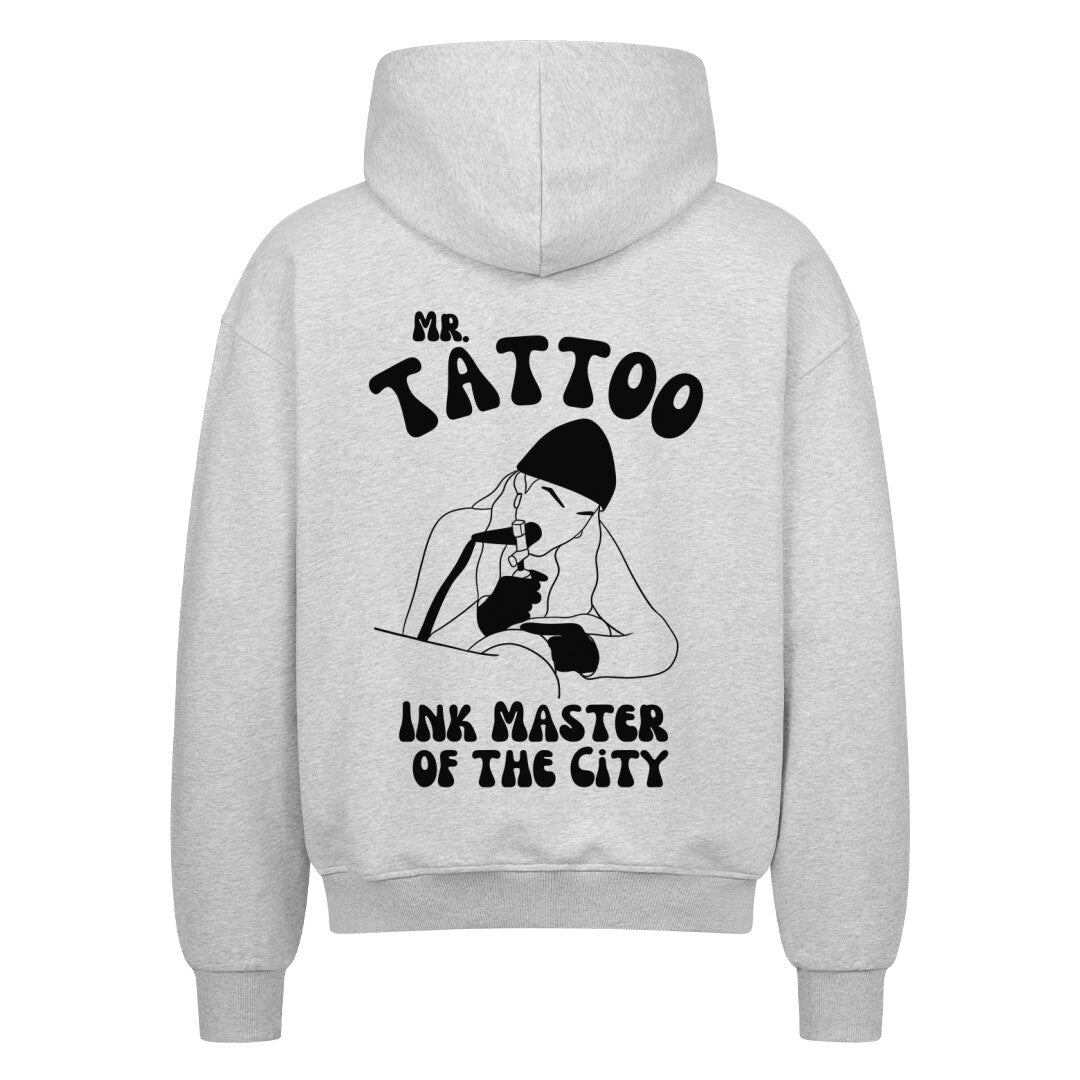 Mr. Tattoo - Heavy Oversized Backprint Zipper Hoodie  S Heather Grey  Tattoo Fashion von inked-mafia.de. Dieses Teil gehört in jeden Kleiderschrank eines inked-rebels! Finde ideale Geschenke für Tätowierte, Tattoofans oder Tätowierer.