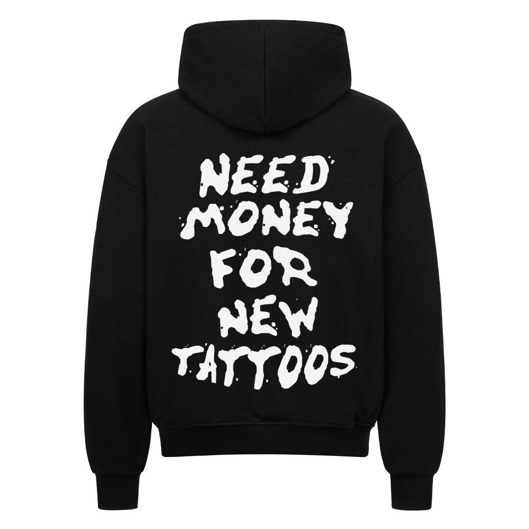 Need Money - Heavy Oversized Backprint Zipper Hoodie  S Schwarz  Tattoo Fashion von inked-mafia.de. Dieses Teil gehört in jeden Kleiderschrank eines inked-rebels! Finde ideale Geschenke für Tätowierte, Tattoofans oder Tätowierer.
