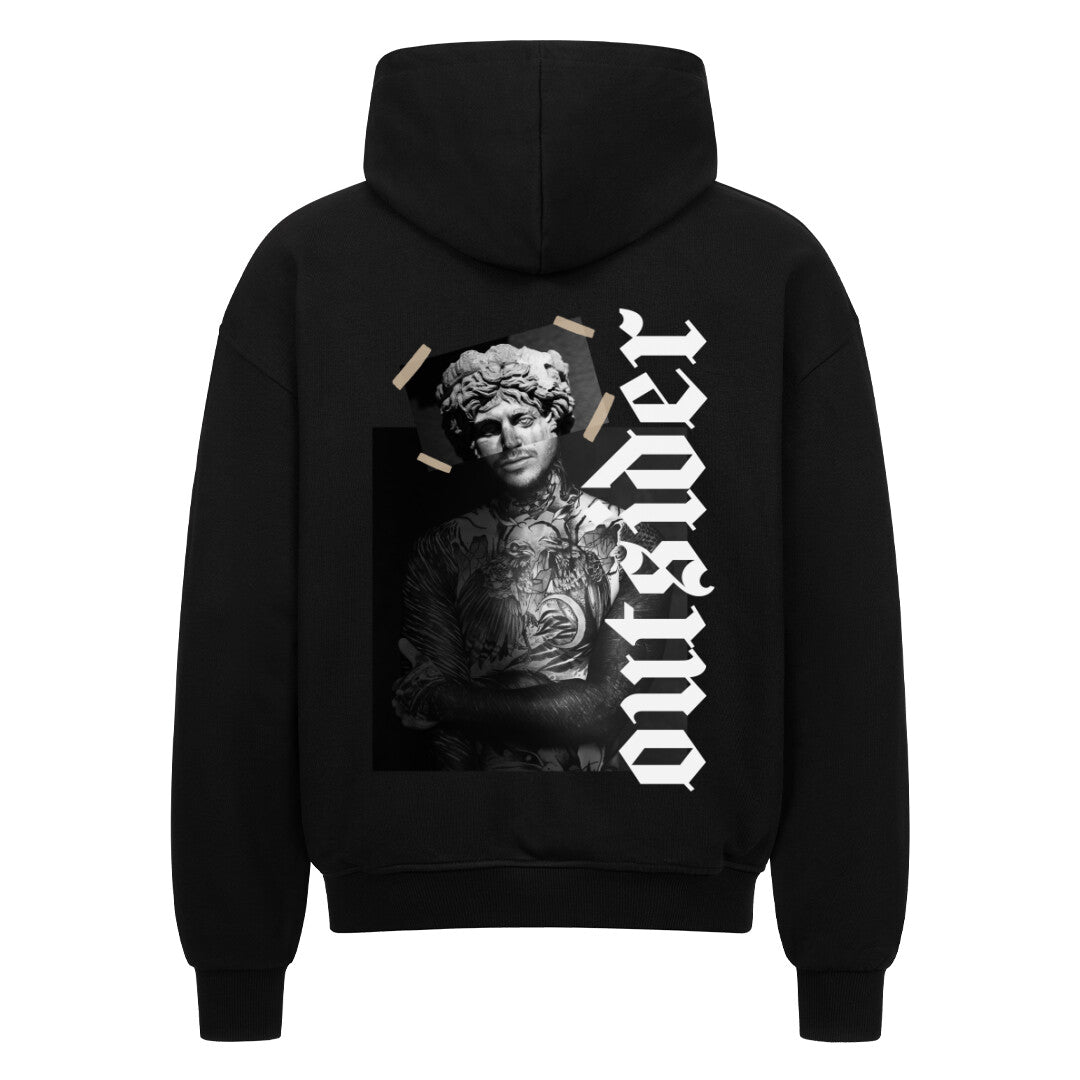 Outsider - Heavy Oversized Backprint Zipper Hoodie  S Schwarz  Tattoo Fashion von inked-mafia.de. Dieses Teil gehört in jeden Kleiderschrank eines inked-rebels! Finde ideale Geschenke für Tätowierte, Tattoofans oder Tätowierer.