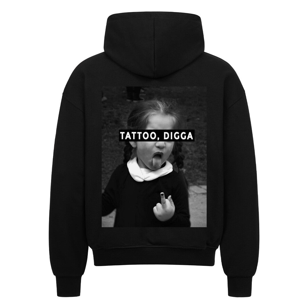 Tattoo, Digga - Heavy Oversized Backprint Zipper Hoodie  S Schwarz  Tattoo Fashion von inked-mafia.de. Dieses Teil gehört in jeden Kleiderschrank eines inked-rebels! Finde ideale Geschenke für Tätowierte, Tattoofans oder Tätowierer.