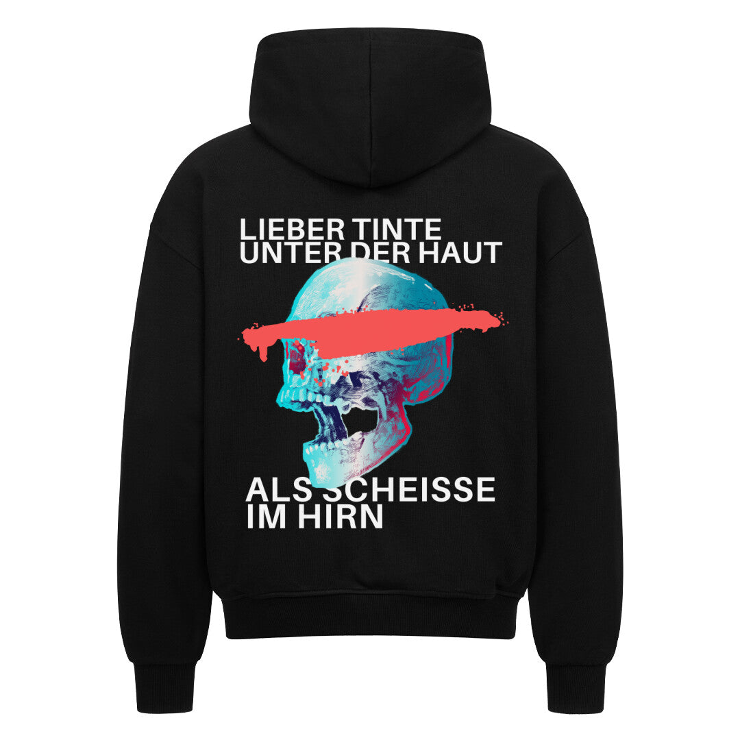 Tinte unter der Haut - Heavy Oversized Zipper Hoodie  S Schwarz  Tattoo Fashion von inked-mafia.de. Dieses Teil gehört in jeden Kleiderschrank eines inked-rebels! Finde ideale Geschenke für Tätowierte, Tattoofans oder Tätowierer.