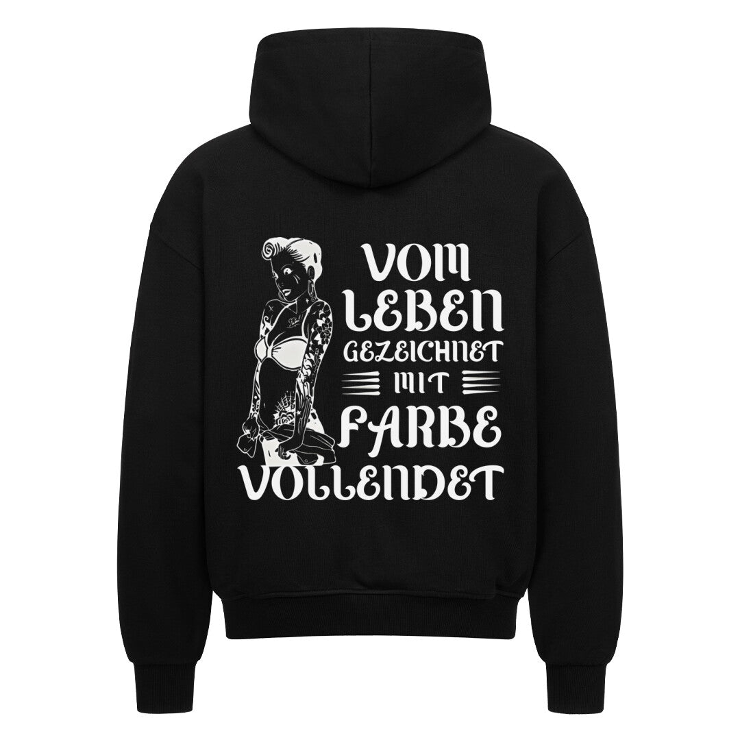 Vom Leben gezeichnet - Heavy Oversized Zipper Hoodie  S Schwarz  Tattoo Fashion von inked-mafia.de. Dieses Teil gehört in jeden Kleiderschrank eines inked-rebels! Finde ideale Geschenke für Tätowierte, Tattoofans oder Tätowierer.