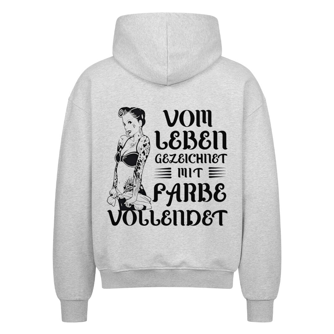 Vom Leben gezeichnet - Heavy Oversized Zipper Hoodie S Grau Tattoo Fashion von inked-mafia.de. Dieses Teil gehört in jeden Kleiderschrank eines inked-rebels! Finde ideale Geschenke für Tätowierte, Tattoofans oder Tätowierer.