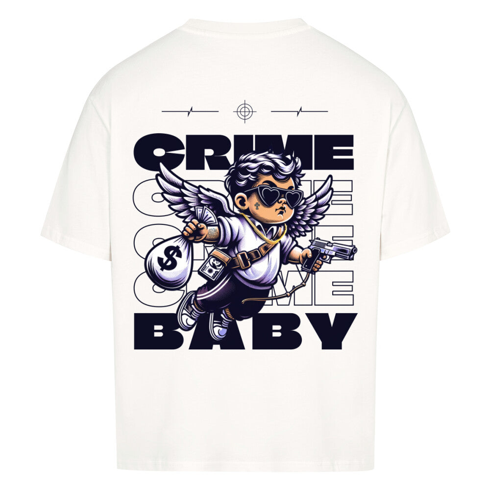 Crime Baby - Heavy Oversized Backprint Shirt T-Shirt  XS Weiß  Tattoo Fashion von inked-mafia.de. Dieses Teil gehört in jeden Kleiderschrank eines inked-rebels! Finde ideale Geschenke für Tätowierte, Tattoofans oder Tätowierer.