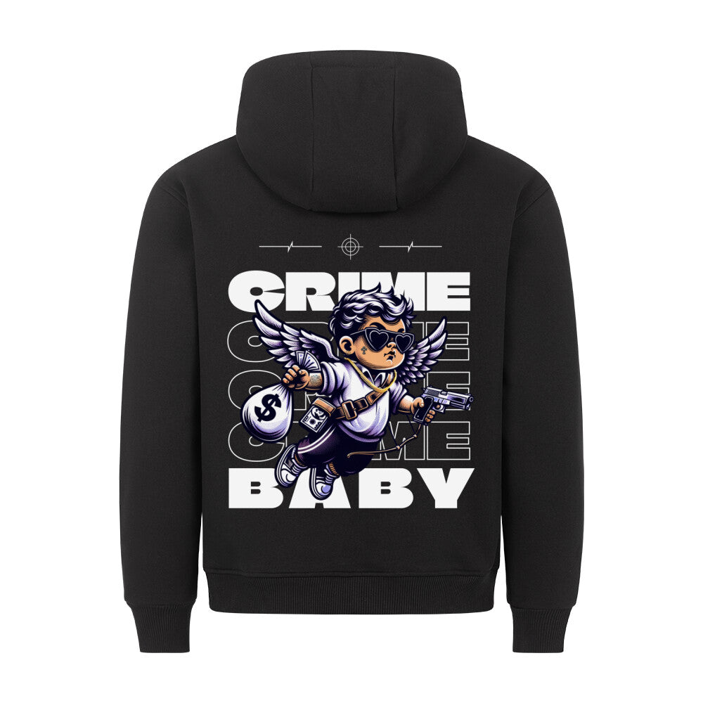 Crime Baby - Backprint Hoodie Hoodie  S Schwarz  Tattoo Fashion von inked-mafia.de. Dieses Teil gehört in jeden Kleiderschrank eines inked-rebels! Finde ideale Geschenke für Tätowierte, Tattoofans oder Tätowierer.