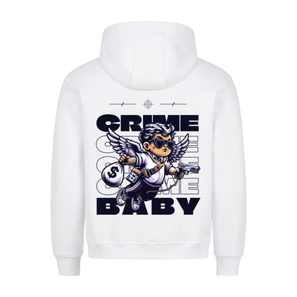 Crime Baby - Backprint Hoodie Hoodie  S Weiß  Tattoo Fashion von inked-mafia.de. Dieses Teil gehört in jeden Kleiderschrank eines inked-rebels! Finde ideale Geschenke für Tätowierte, Tattoofans oder Tätowierer.